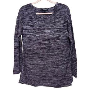 Ellen Tracy Tunic Sweater Womens Large Purple Space Dye Marled Knit High Low